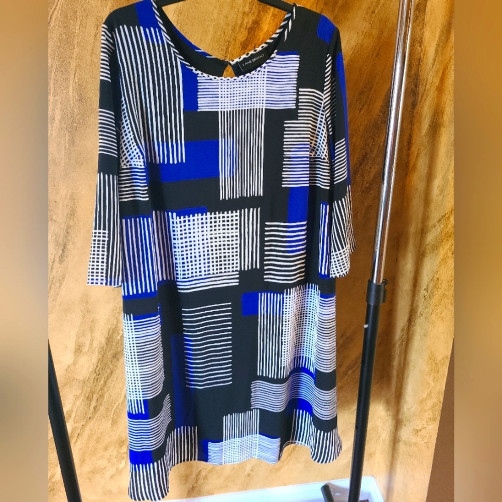 Lane Bryant blue, black & white dress size 14/16